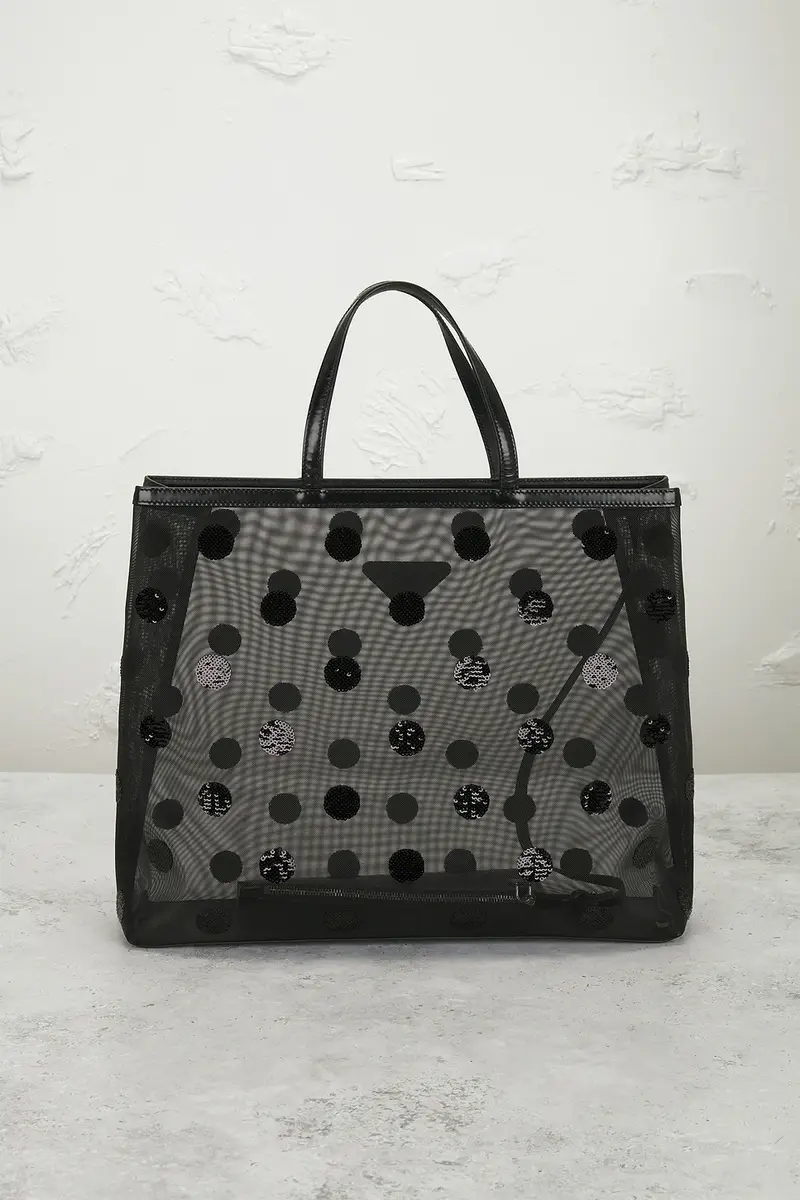 Prada Prada Polka Dot Sequined Mesh Tote Bag | Thumbnail 3 Prada Prada Polka Dot Sequined Mesh Tote Bag | Thumbnail 3