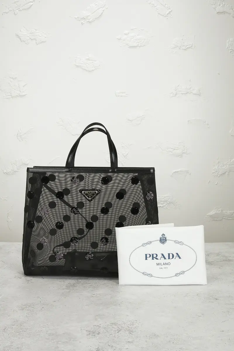 Prada Prada Polka Dot Sequined Mesh Tote Bag | Thumbnail 9 Prada Prada Polka Dot Sequined Mesh Tote Bag | Thumbnail 9
