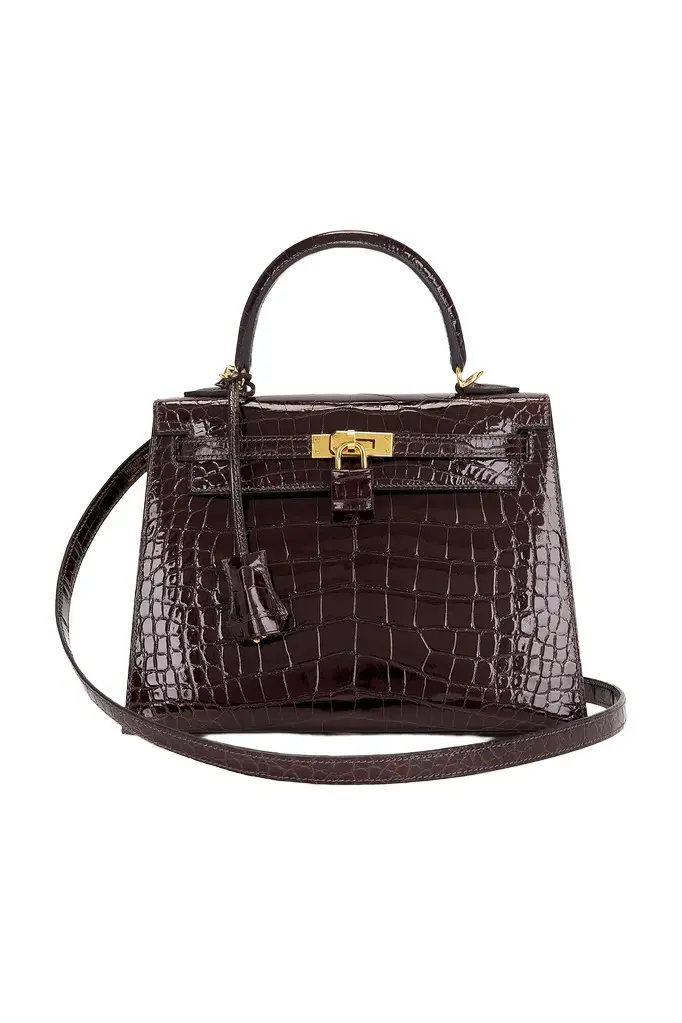 HERMÈS Hermes Shiny Alligator Kelly 25 Sellier Handbag