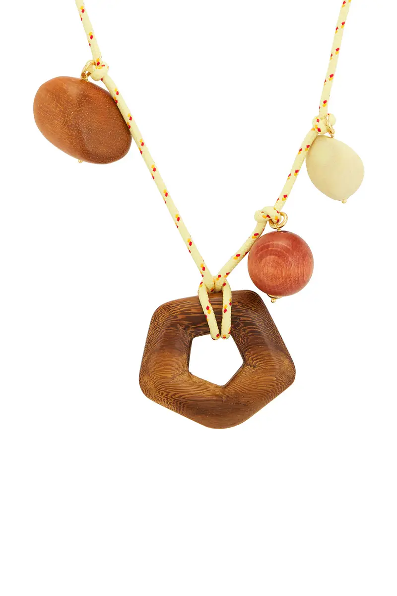 Timeless Pearly Wooden Charms Necklace | Thumbnail 2