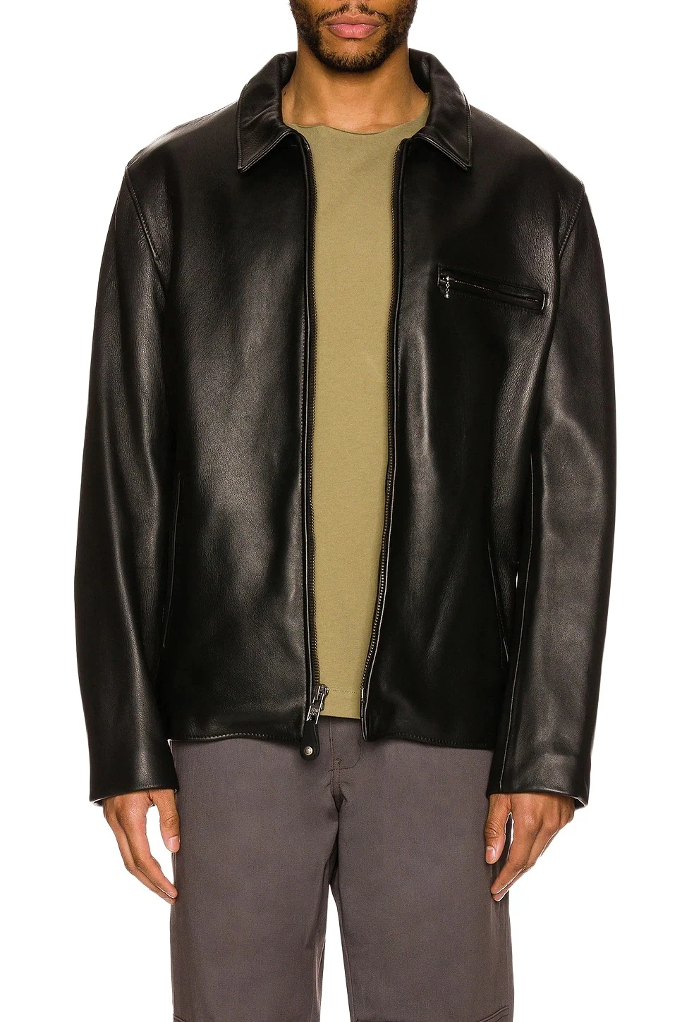 SCHOTT Collar Lamb Leather Jacket