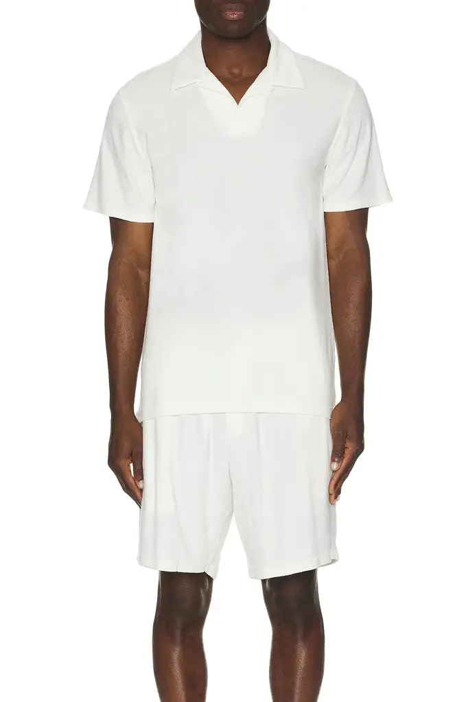 Frescobol Carioca Faustino Terry Cotton Blend Short Sleeve Polo