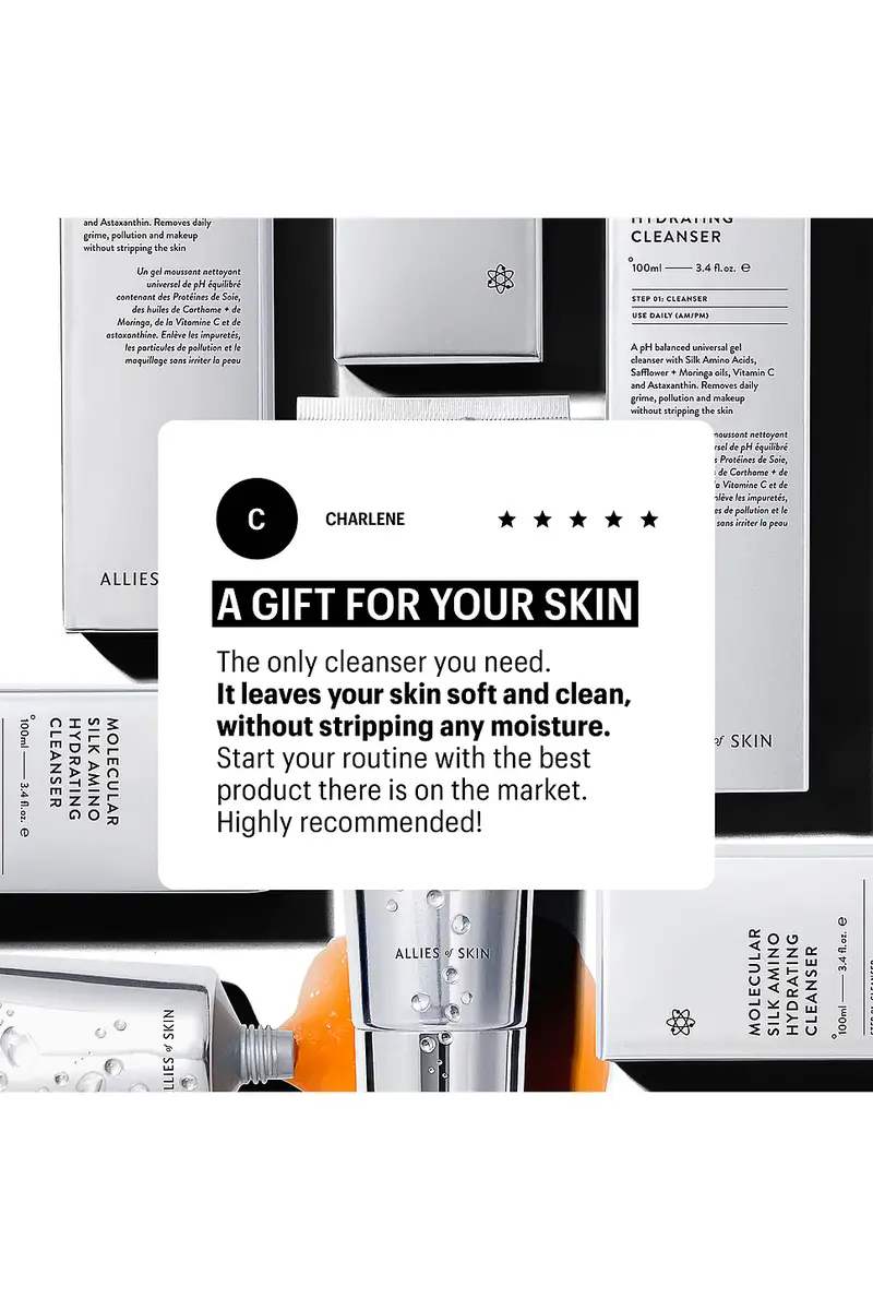 Allies of Skin Molecular Silk Amino Hydrating Cleanser 30ml | Thumbnail 3 Allies of Skin Molecular Silk Amino Hydrating Cleanser 30ml | Thumbnail 3