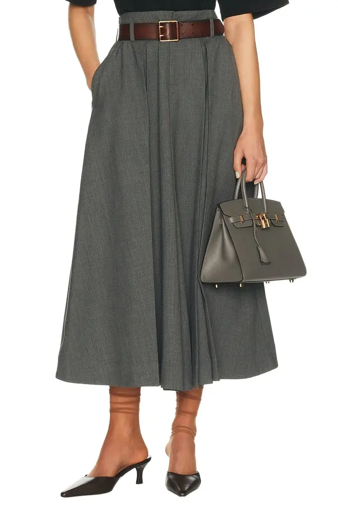 Helsa Wool Blend Pleated Skirt