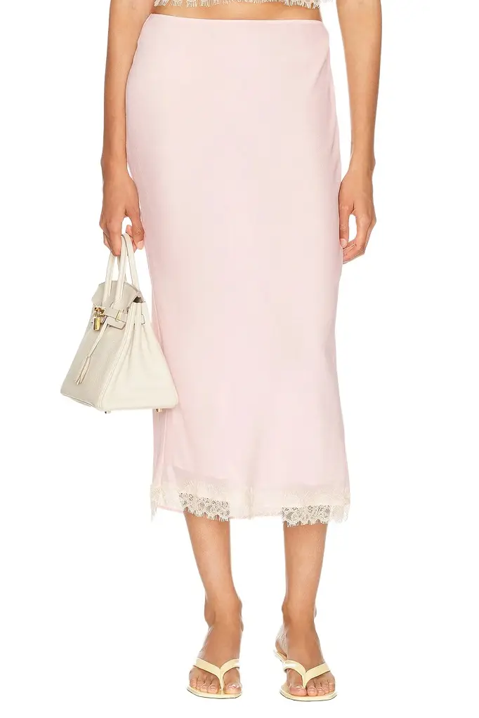 Helsa Viscose Georgette Slip Skirt With Lace | Image 1 Helsa Viscose Georgette Slip Skirt With Lace | Image 1