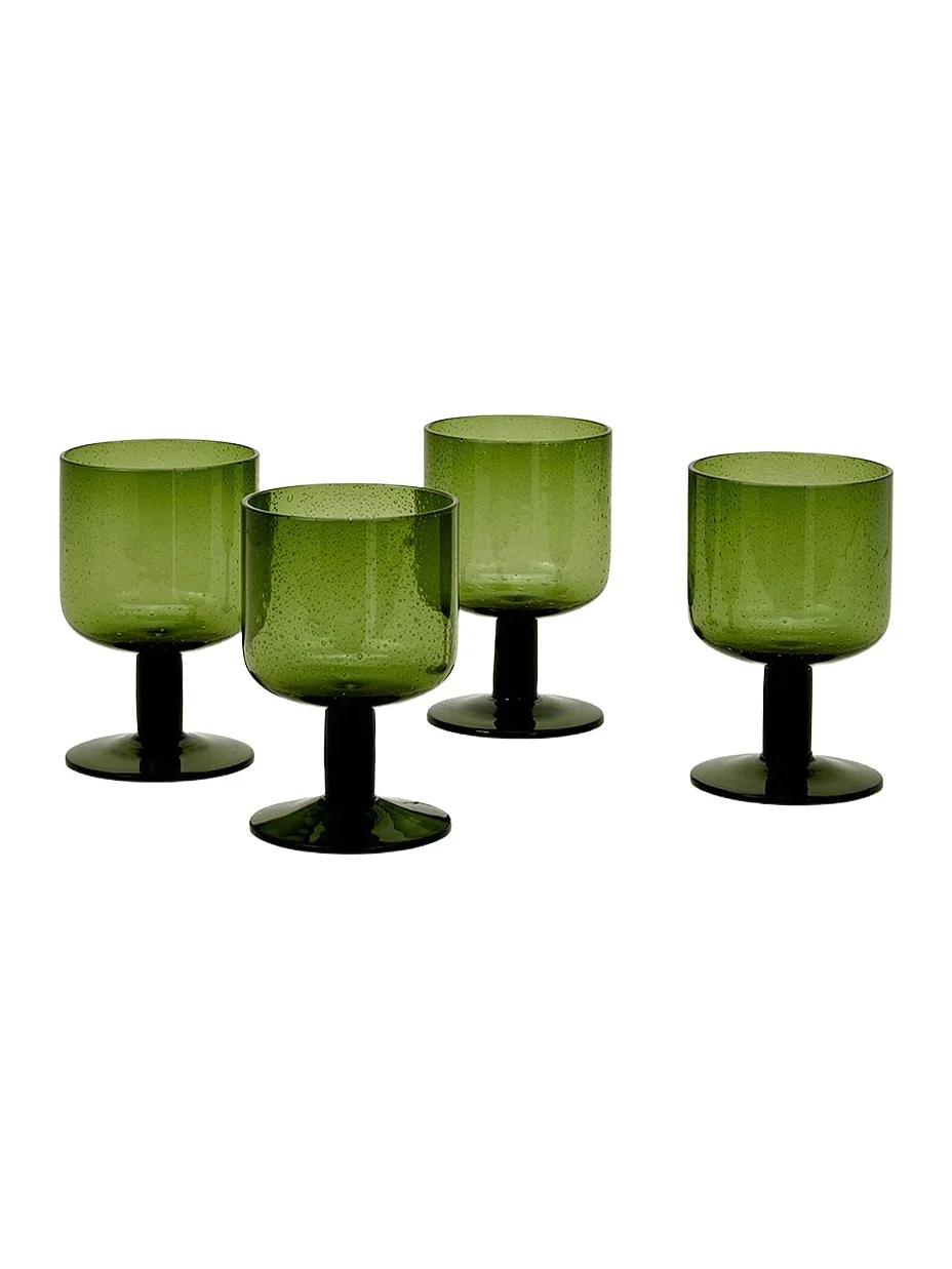 HAWKINS NEW YORK Stemmed Simple Seeded Glassware Set Of 4
