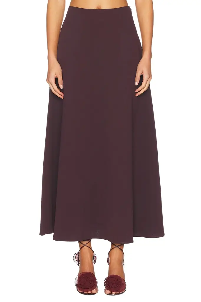 Helsa The Heavy Crepe Midi Skirt