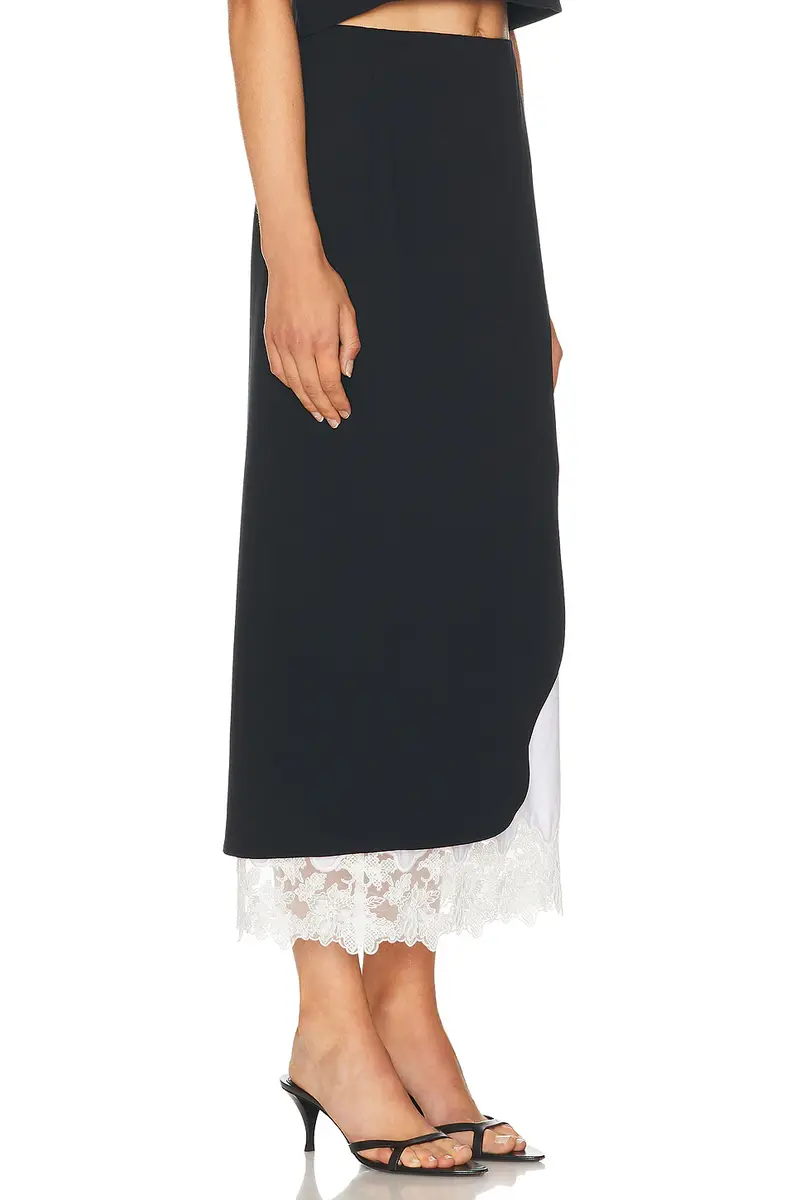 Helsa The Midi Pencil Skirt With Lace & Poplin | Thumbnail 2