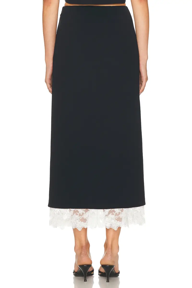 Helsa The Midi Pencil Skirt With Lace & Poplin | Thumbnail 4