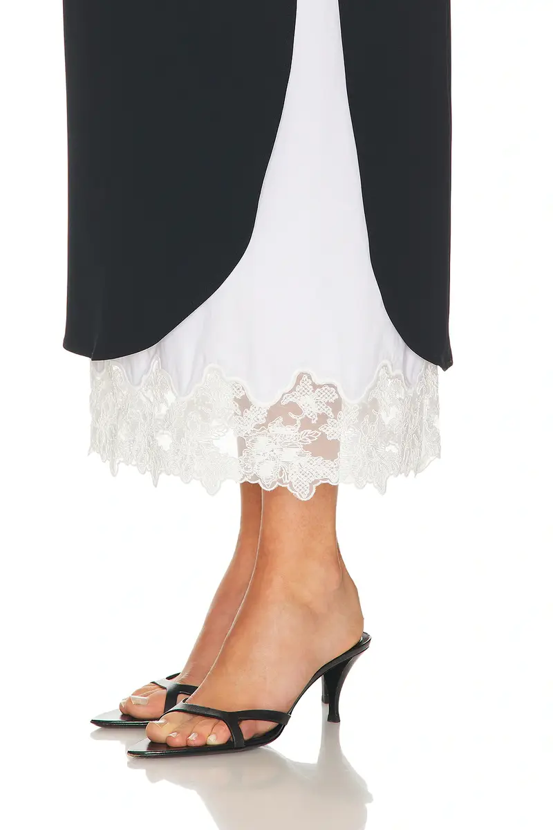 Helsa The Midi Pencil Skirt With Lace & Poplin | Thumbnail 6