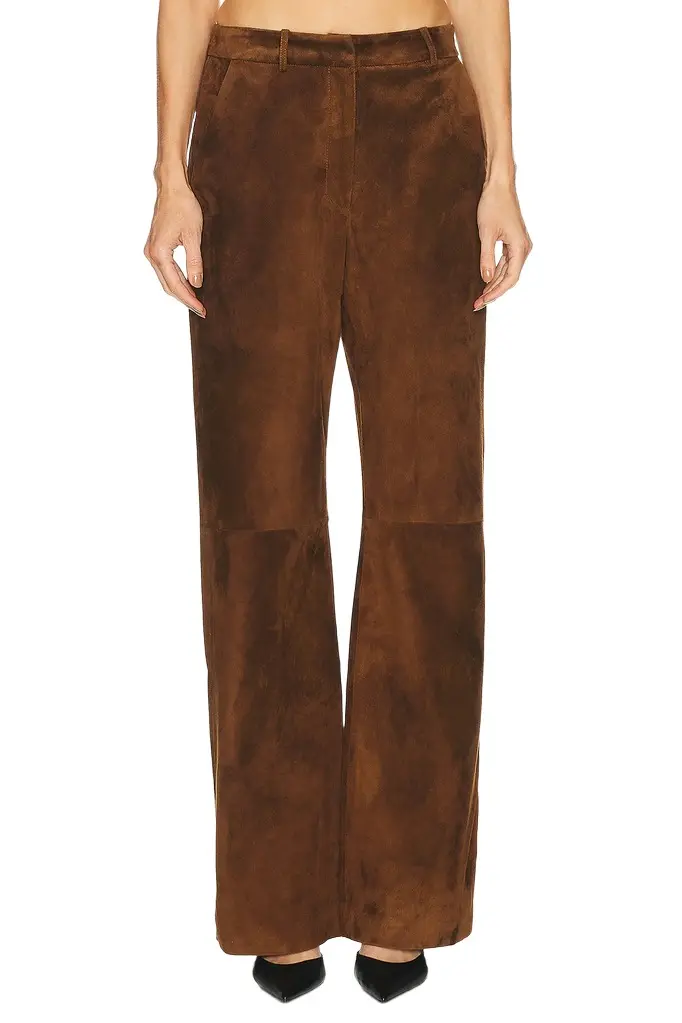 Aexae Leather Suede Straight Leg Pant
