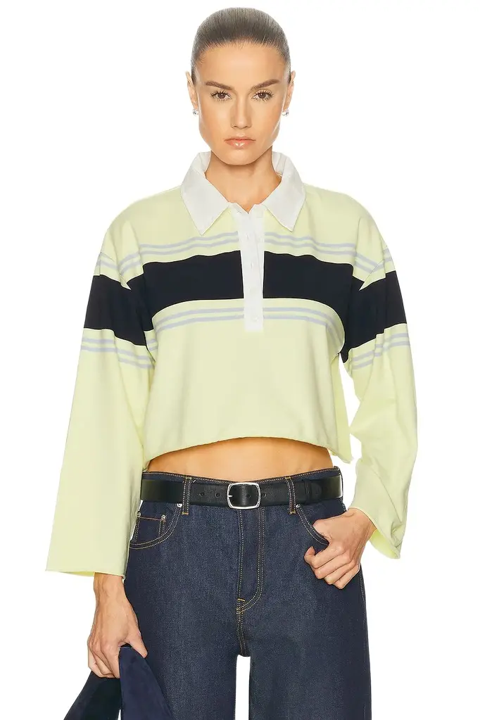 RE/DONE Cut Off Rugby Polo Top | Image 1 RE/DONE Cut Off Rugby Polo Top | Image 1