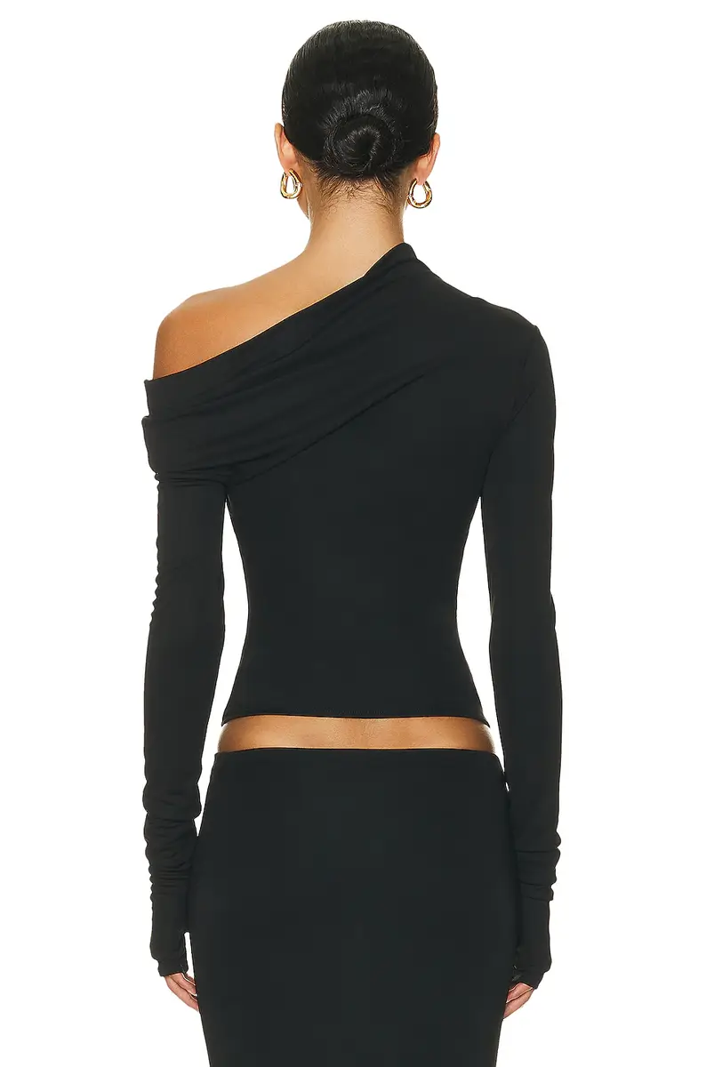 Helsa Matte Jersey Drape Shoulder Top | Thumbnail 4