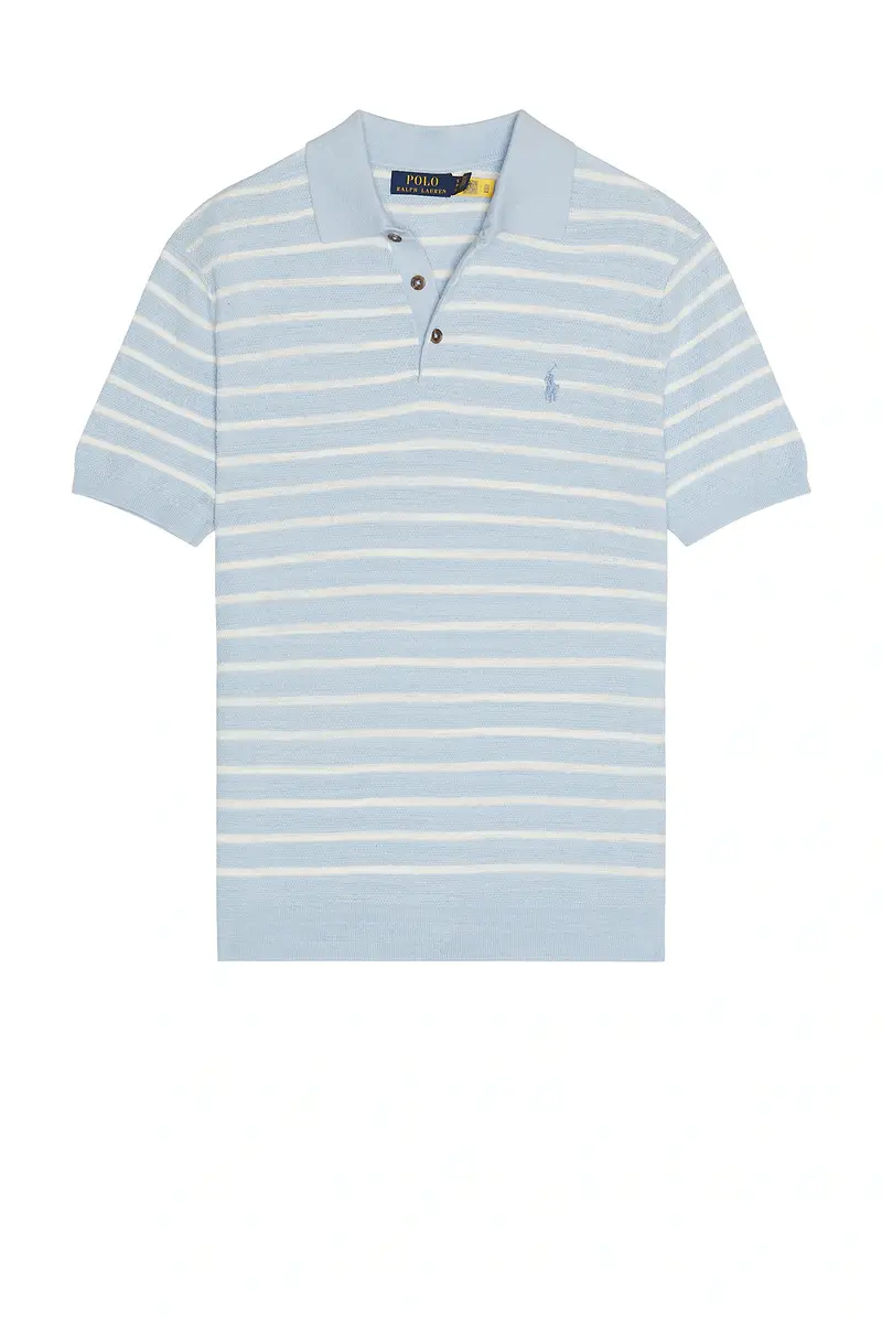 Polo Ralph Lauren Cotton Blend Textured 3 Button Placket Short Sleeve Sweater | Thumbnail 4