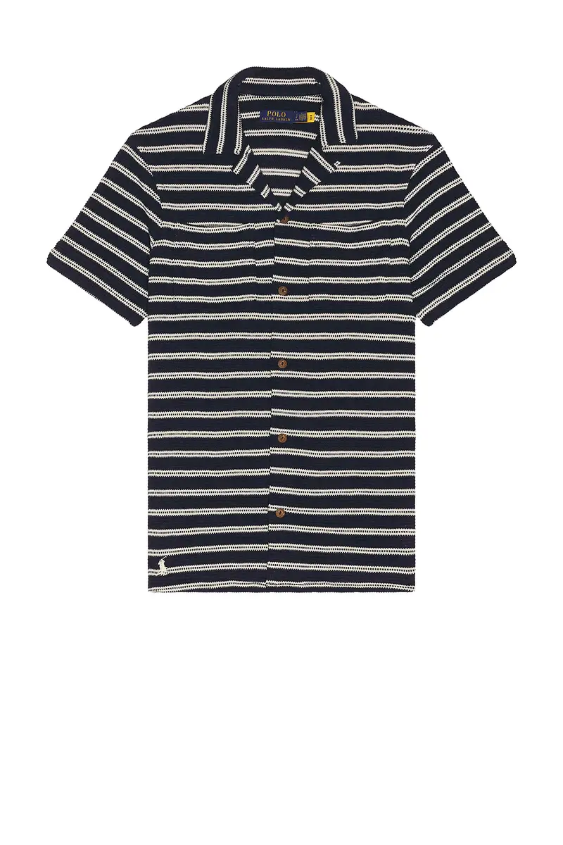 Polo Ralph Lauren Short Sleeve Cotton Bar Stripe Textured Andy Camp Shirt | Thumbnail 4 Polo Ralph Lauren Short Sleeve Cotton Bar Stripe Textured Andy Camp Shirt | Thumbnail 4