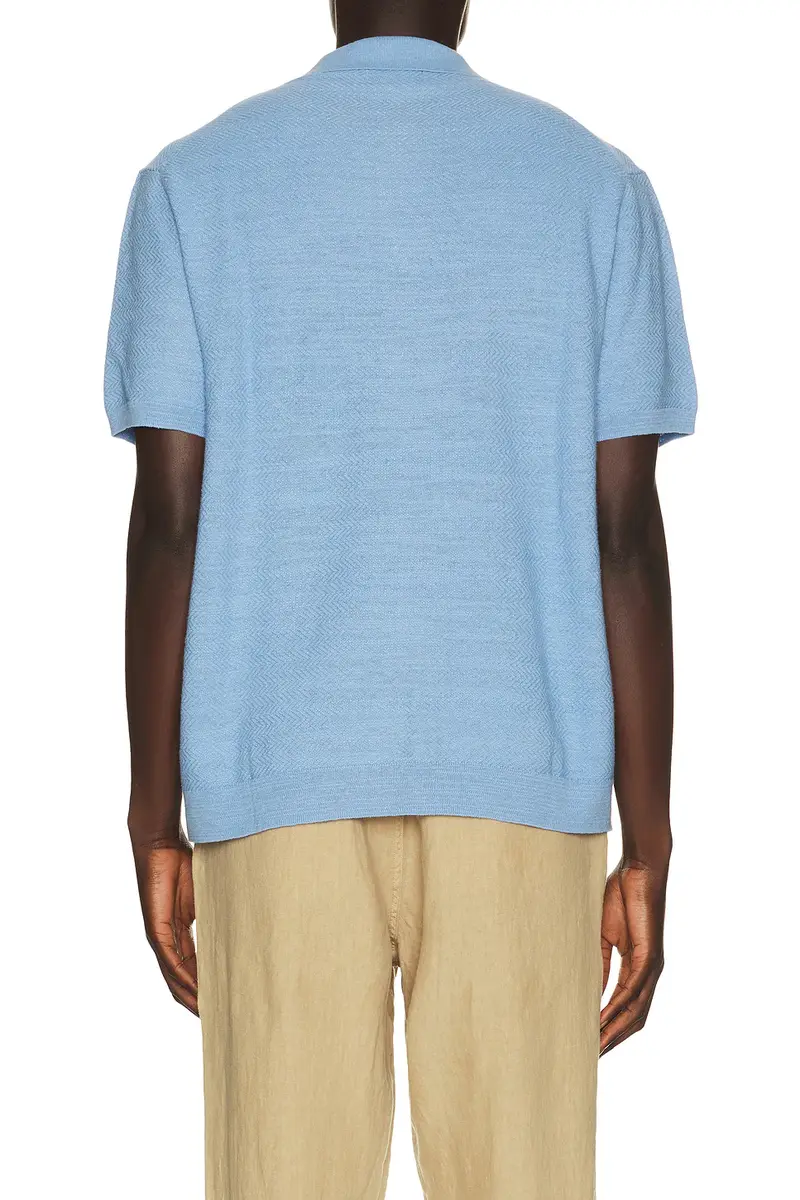 Polo Ralph Lauren Short Sleeve Cotton Blend Textured Cardigan Sweater With Collar | Thumbnail 2