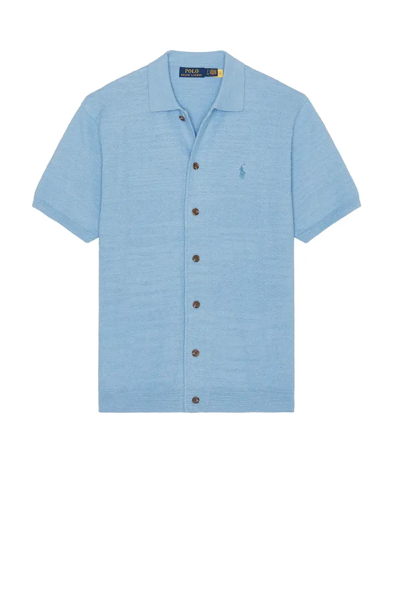 Polo Ralph Lauren Short Sleeve Cotton Blend Textured Cardigan Sweater With Collar | Thumbnail 4