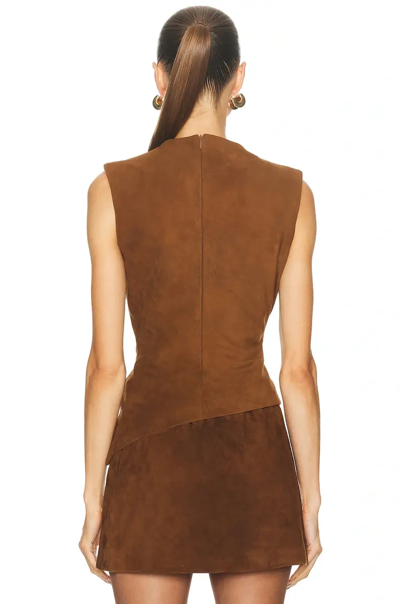 Aexae x REVOLVE Leather Suede Ruched Top | Thumbnail 4
