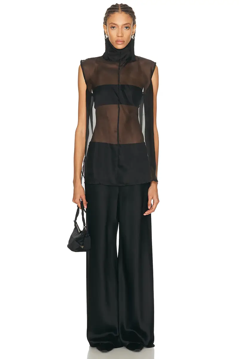 Aexae Silk Organza Roll Neck Top | Thumbnail 4