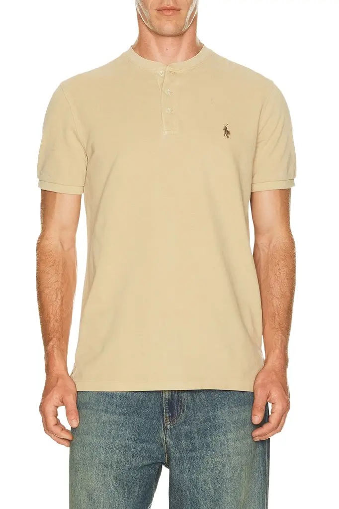 Polo Ralph Lauren Short Sleeve Garment Dyed Featherweight Mesh Henley T-Shirt