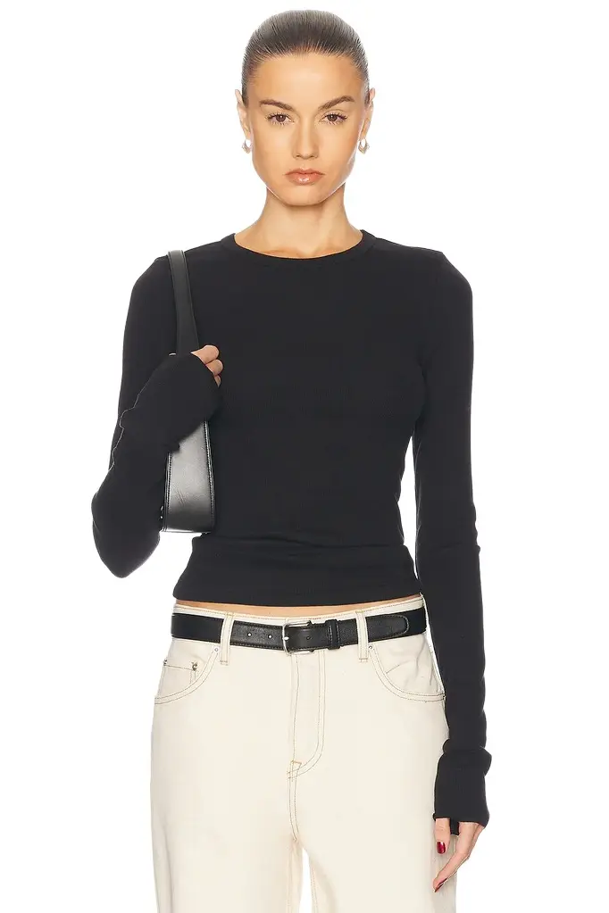 GRLFRND Crew Neck Extra Long Sleeve Tee | Image 1 GRLFRND Crew Neck Extra Long Sleeve Tee | Image 1