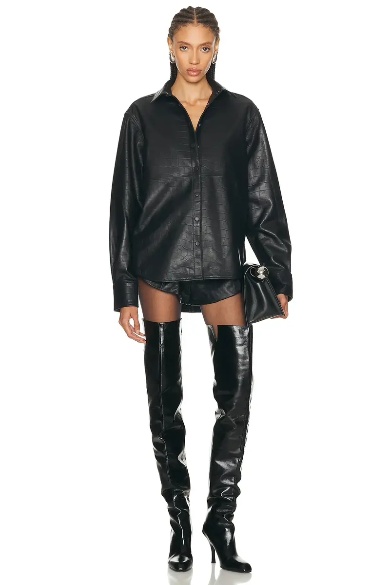 Aexae Leather Croc Flared Mini Short | Thumbnail 5 Aexae Leather Croc Flared Mini Short | Thumbnail 5