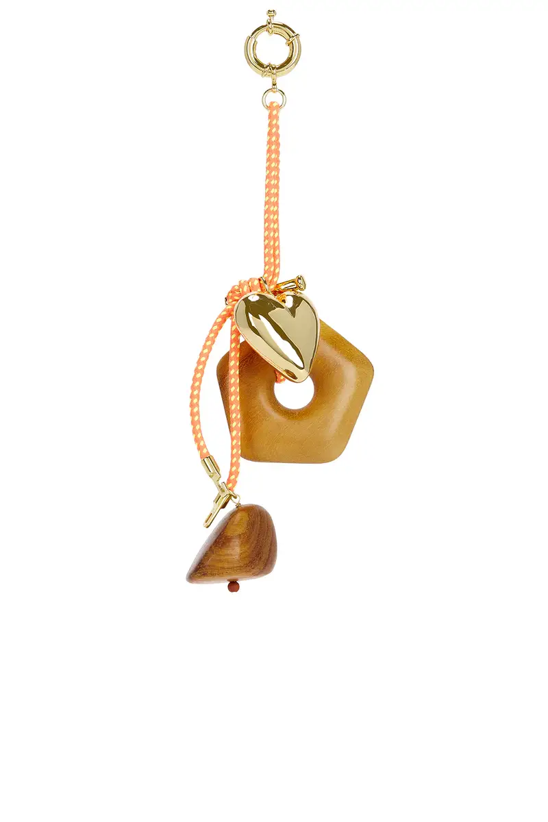 Timeless Pearly Wood & Gold Charms Rope Keychain | Thumbnail 2 Timeless Pearly Wood & Gold Charms Rope Keychain | Thumbnail 2