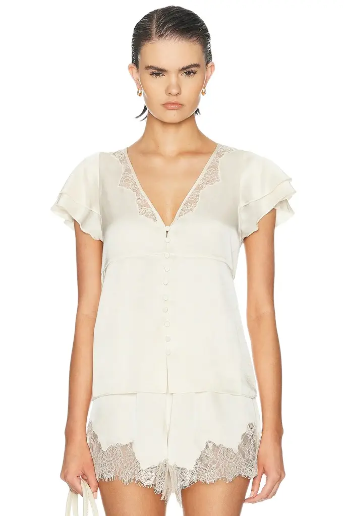 Citizens of Humanity Lola Flutter Lace Sleeve Top | Image 1 Citizens of Humanity Lola Flutter Lace Sleeve Top | Image 1