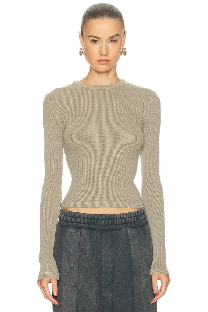 Citizens of Humanity Pillar Waffle Crewneck Top | Image 1 Citizens of Humanity Pillar Waffle Crewneck Top | Image 1