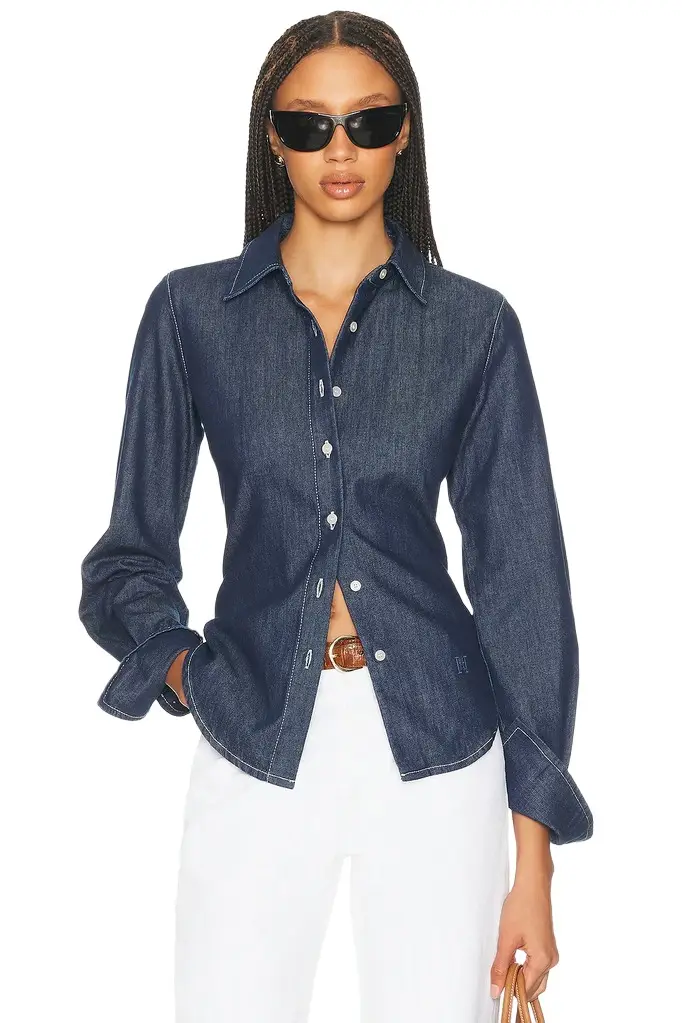 Helsa Denim Fitted Shirt | Image 1 Helsa Denim Fitted Shirt | Image 1