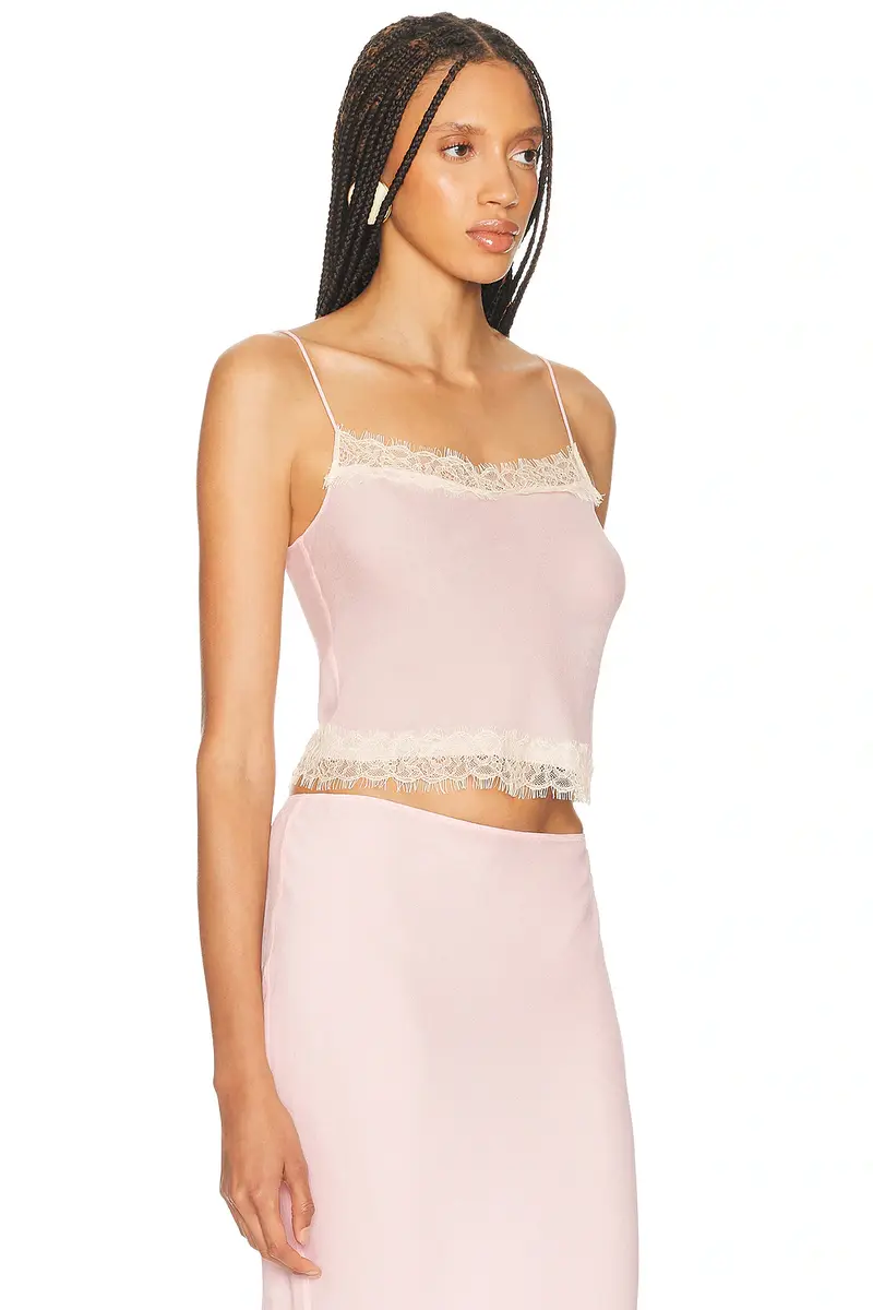 Helsa Viscose Georgette Cami With Lace | Thumbnail 2