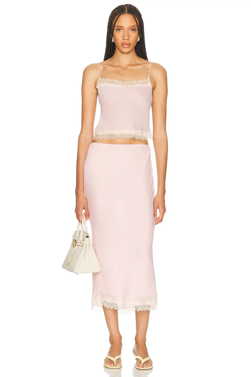 Helsa Viscose Georgette Cami With Lace | Thumbnail 4