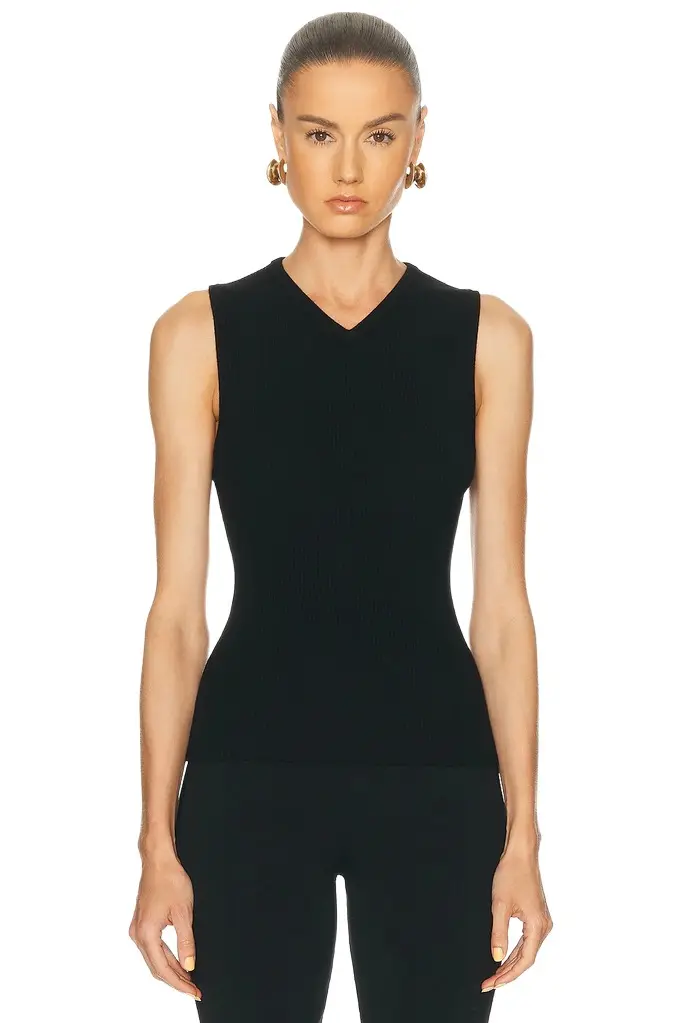 EAVES Susen Rib Knit V-neck Top | Image 1 EAVES Susen Rib Knit V-neck Top | Image 1