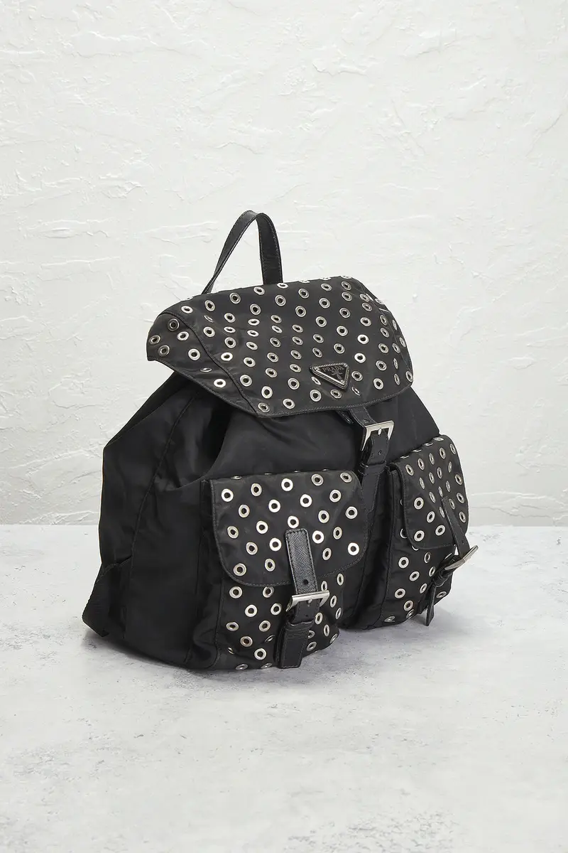 Prada Prada Grommet Embellished Tessuto Backpack | Thumbnail 4