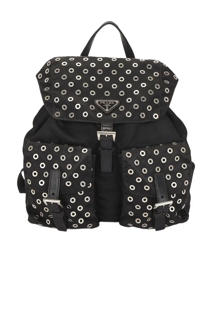 Prada Prada Grommet Embellished Tessuto Backpack