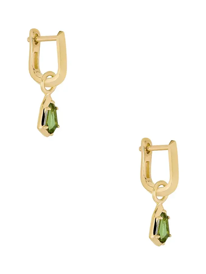 Knife Edge Shield Drop Hoop Earrings
