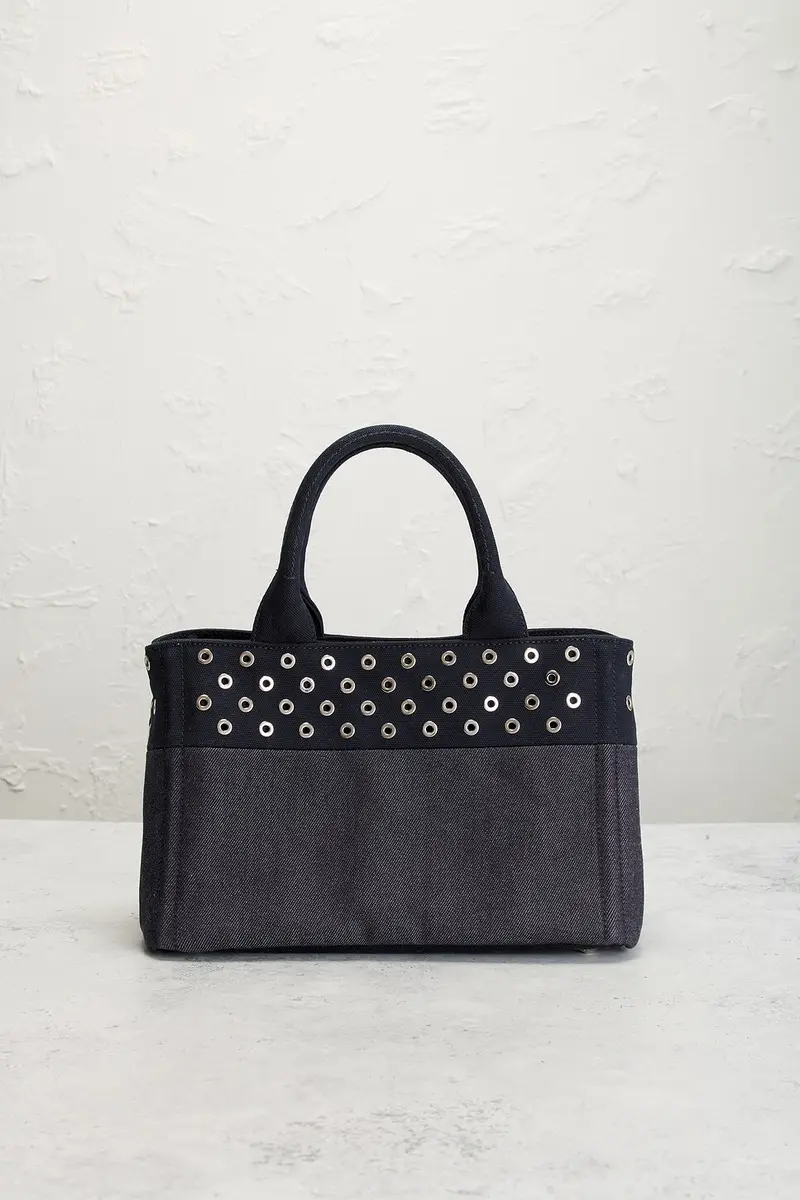 Prada Prada Studded Denim Canapa Tote Bag | Thumbnail 3 Prada Prada Studded Denim Canapa Tote Bag | Thumbnail 3