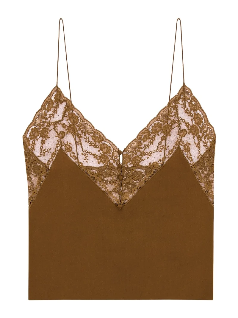 laced camisole in silk crepe de chine