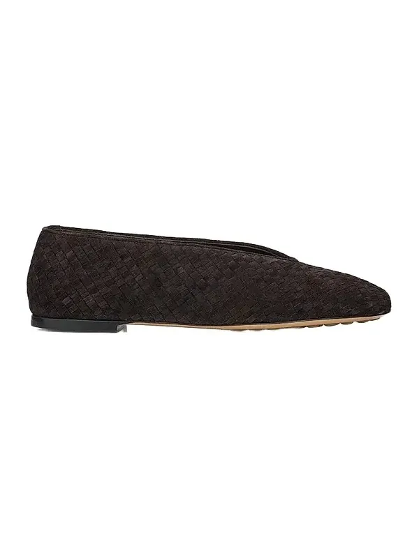 Bottega Veneta Women's Rosa Intrecciato Suede Ballet Flats