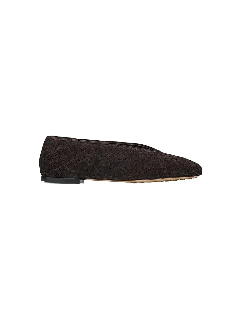 Bottega Veneta Women's Rosa Intrecciato Suede Ballet Flats | Image 1 Bottega Veneta Women's Rosa Intrecciato Suede Ballet Flats | Image 1