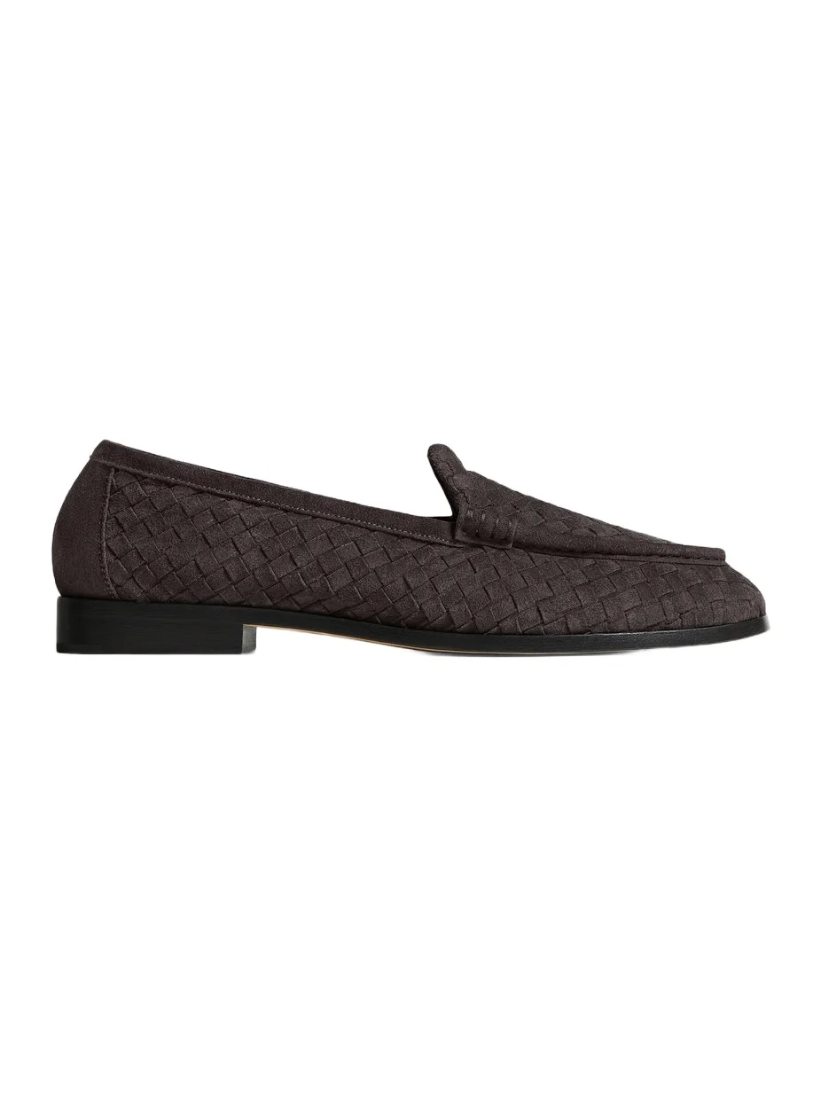 Bottega Veneta Men's Silenzio Intrecciato Suede Venetian Loafers