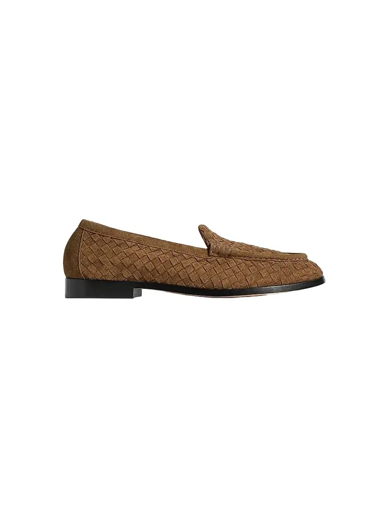 Bottega Veneta Women's Silenzio Intrecciato Supple Suede Loafers | Image 1 Bottega Veneta Women's Silenzio Intrecciato Supple Suede Loafers | Image 1