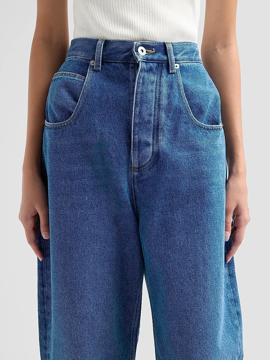 Bottega Veneta Women's High-Rise Barrel-Leg Cotton Jeans | Thumbnail 5 Bottega Veneta Women's High-Rise Barrel-Leg Cotton Jeans | Thumbnail 5