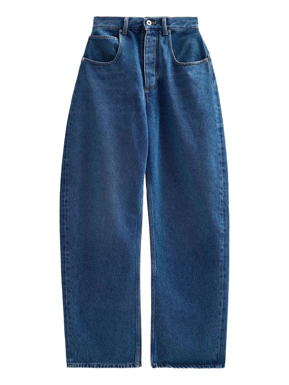 Women's High-Rise Barrel-Leg Cotton Jeans