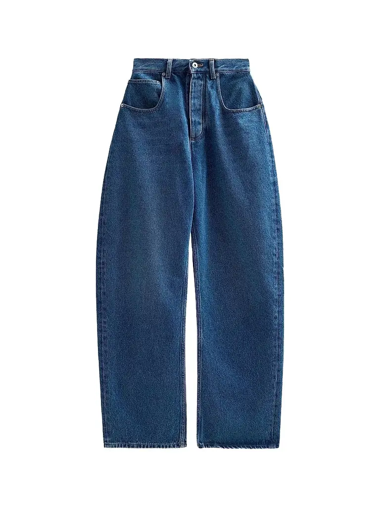 Bottega Veneta Women's High-Rise Barrel-Leg Cotton Jeans | Image 1 Bottega Veneta Women's High-Rise Barrel-Leg Cotton Jeans | Image 1