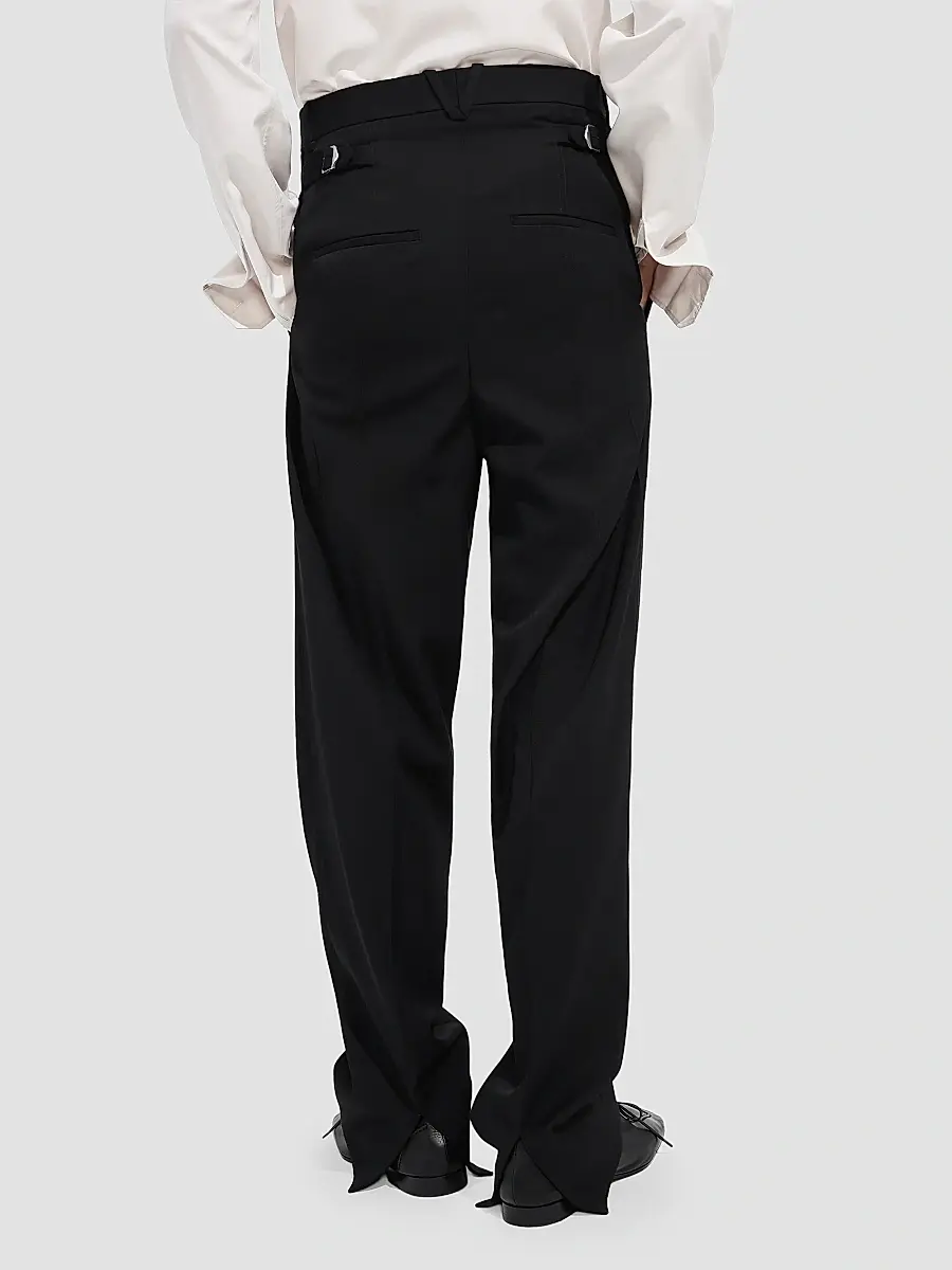 Bottega Veneta Men's Split-Back Wool Grain de Poudre Trousers | Thumbnail 3 Bottega Veneta Men's Split-Back Wool Grain de Poudre Trousers | Thumbnail 3