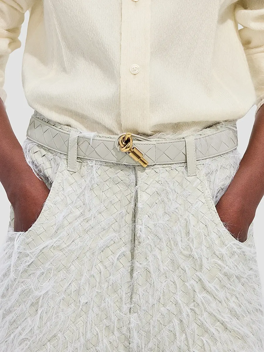 Bottega Veneta Women's Knot-Buckle Intrecciato Nappa Leather Belt | Thumbnail 2
