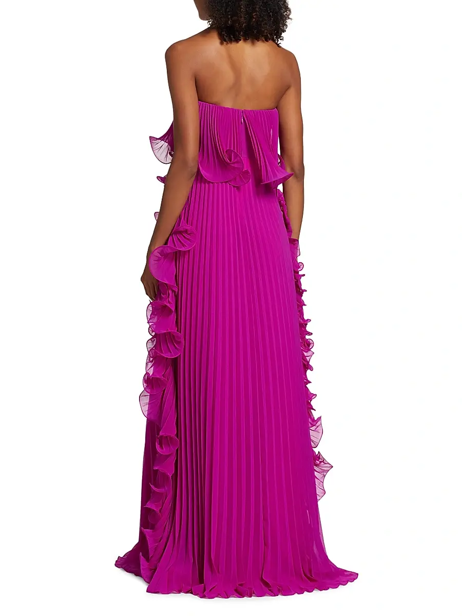 BADGLEY MISCHKA Women's Strapless Pleated Ruffle Gown | Thumbnail 5 BADGLEY MISCHKA Women's Strapless Pleated Ruffle Gown | Thumbnail 5