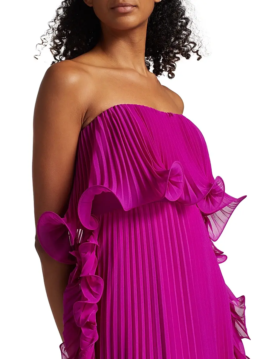 BADGLEY MISCHKA Women's Strapless Pleated Ruffle Gown | Thumbnail 6 BADGLEY MISCHKA Women's Strapless Pleated Ruffle Gown | Thumbnail 6