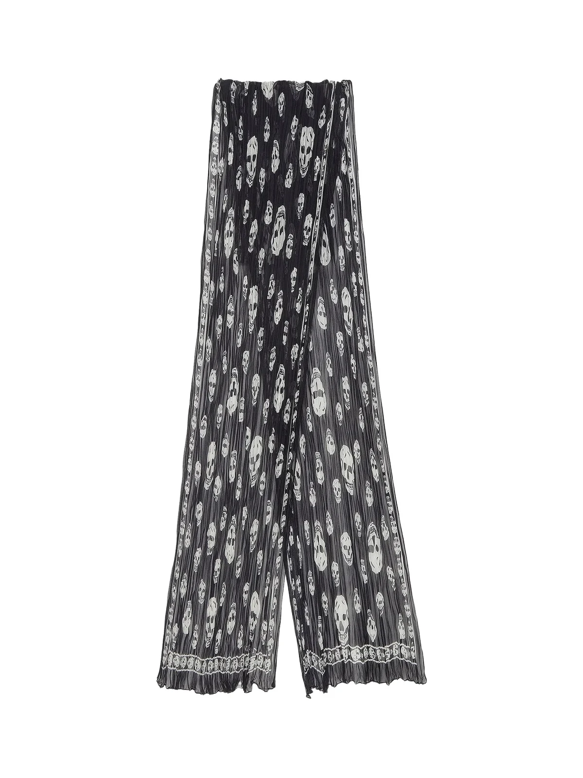 Women's Skull Pleated Silk Georgette Scarf Women's Skull Pleated Silk Georgette Scarf